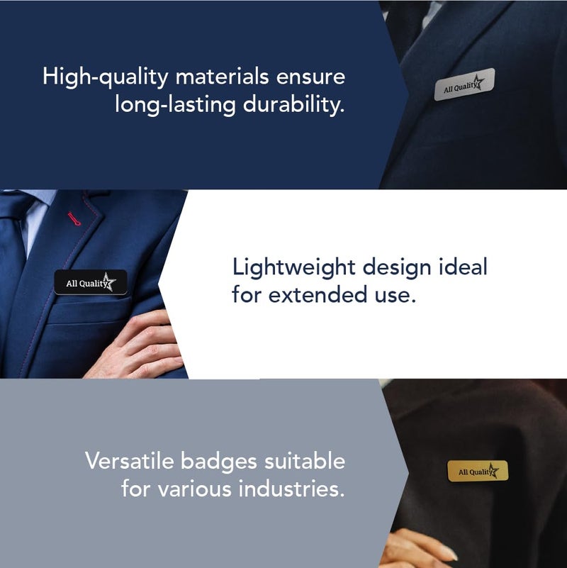 All Quality Name Tag/Badge Blanks - 25 Pack - Brushed Silver 1-1/2" X 3", Round Corners, Pin - Image 4